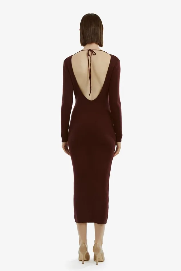 Women Bardot Day To Night Dresses Verona Knit Midi Dress In Burgundy Burgundy Women Bardot Day To Night Dresses Verona Knit Midi Dress In Burgundy Burgundy