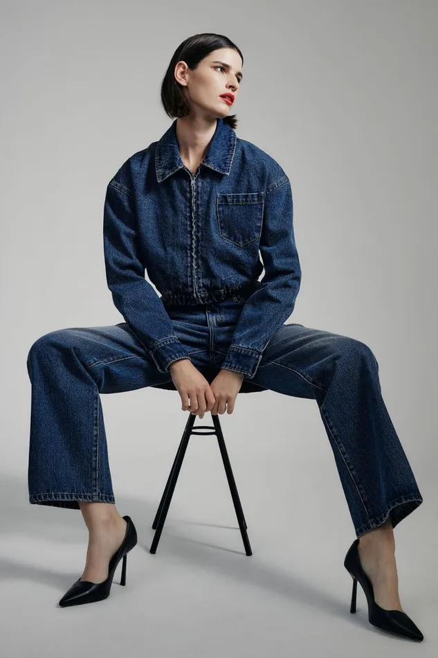 Women Bardot Denim Jackets Cropped Bomber Denim Jacket In Washed Indigo Washed Indigo Women Bardot Denim Jackets Cropped Bomber Denim Jacket In Washed Indigo Washed Indigo