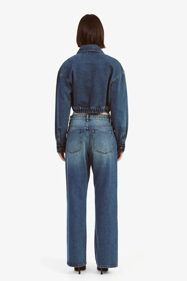 Women Bardot Denim Jackets Cropped Bomber Denim Jacket In Washed Indigo Washed Indigo Women Bardot Denim Jackets Cropped Bomber Denim Jacket In Washed Indigo Washed Indigo