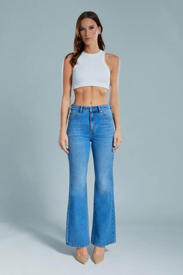 Women Bardot Flare Jean Ashlynn Hi Boot Leg Jeans In Dark Denim Dark Denim