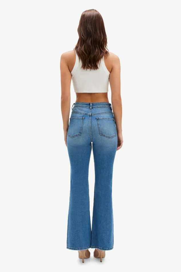 Women Bardot Flare Jean Ashlynn Hi Boot Leg Jeans In Dark Denim Dark Denim