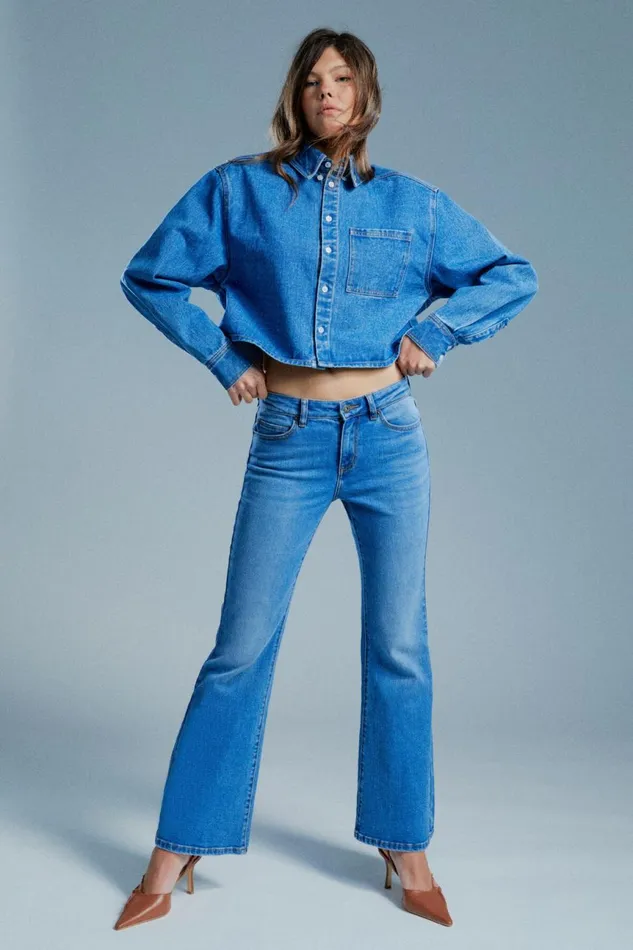 Women Bardot Flare Jean Daxton Low Boot Leg Jeans In Dark Denim Dark Denim
