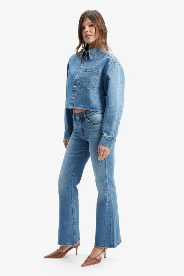 Women Bardot Flare Jean Daxton Low Boot Leg Jeans In Dark Denim Dark Denim