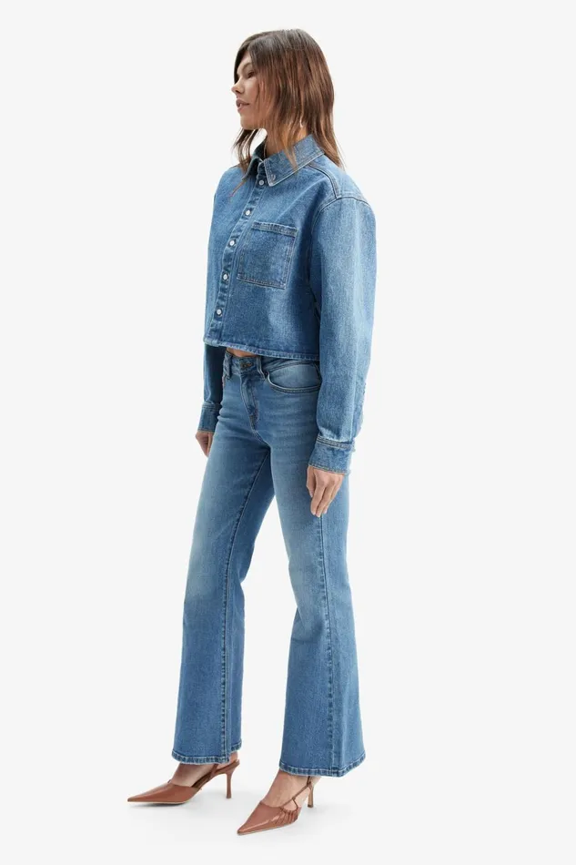 Women Bardot Flare Jean Daxton Low Boot Leg Jeans In Dark Denim Dark Denim