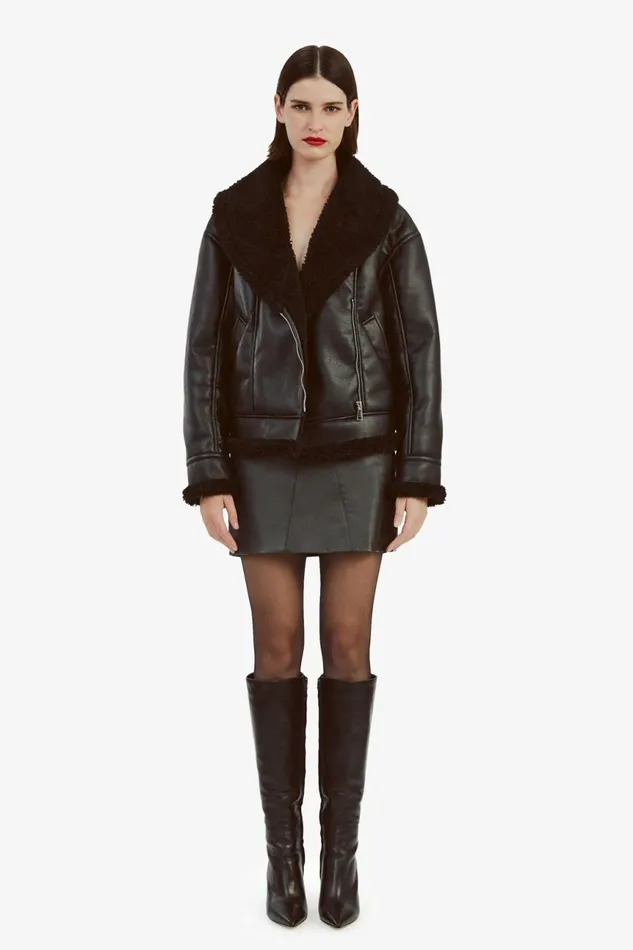 Women Bardot Jackets Dasha Vegan Leather Jacket In Black Black