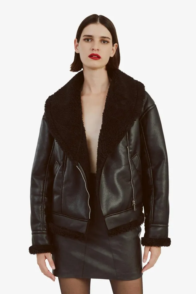 Women Bardot Jackets Dasha Vegan Leather Jacket In Black Black