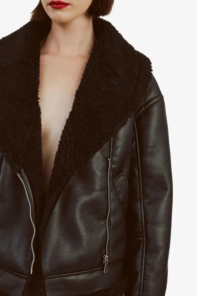 Women Bardot Jackets Dasha Vegan Leather Jacket In Black Black
