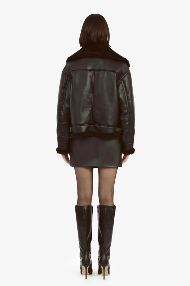 Women Bardot Jackets Dasha Vegan Leather Jacket In Black Black