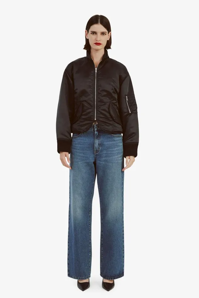 Women Bardot Jackets Fitted Bomber Jacket In Black Black Women Bardot Jackets Fitted Bomber Jacket In Black Black