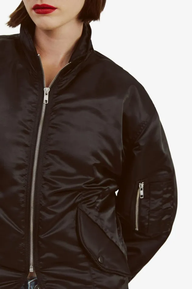 Women Bardot Jackets Fitted Bomber Jacket In Black Black Women Bardot Jackets Fitted Bomber Jacket In Black Black