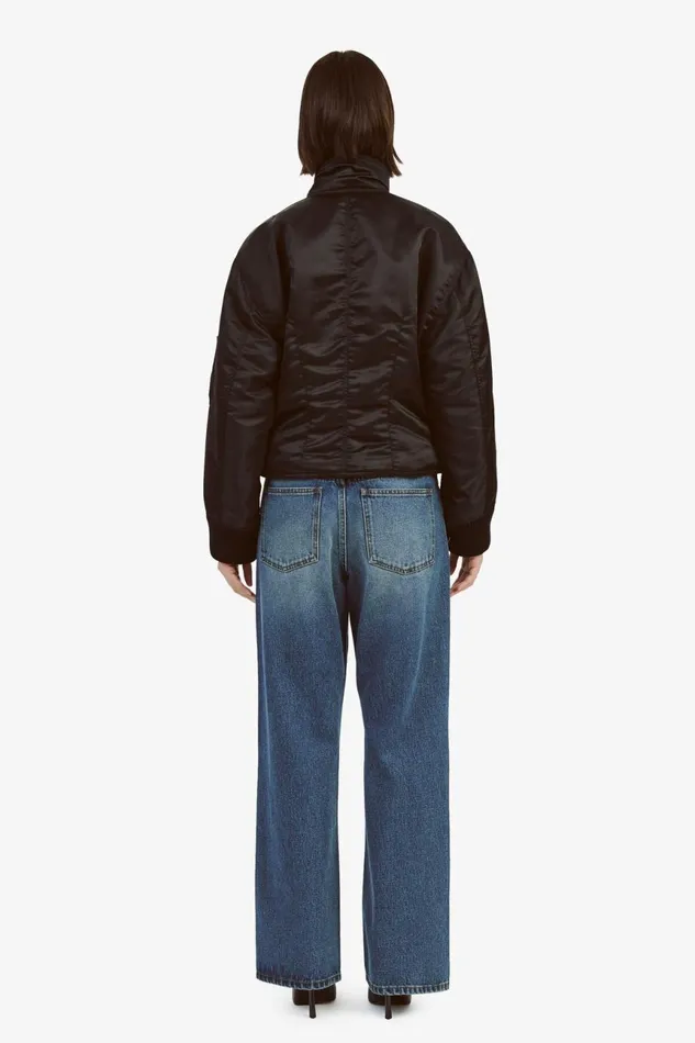 Women Bardot Jackets Fitted Bomber Jacket In Black Black Women Bardot Jackets Fitted Bomber Jacket In Black Black