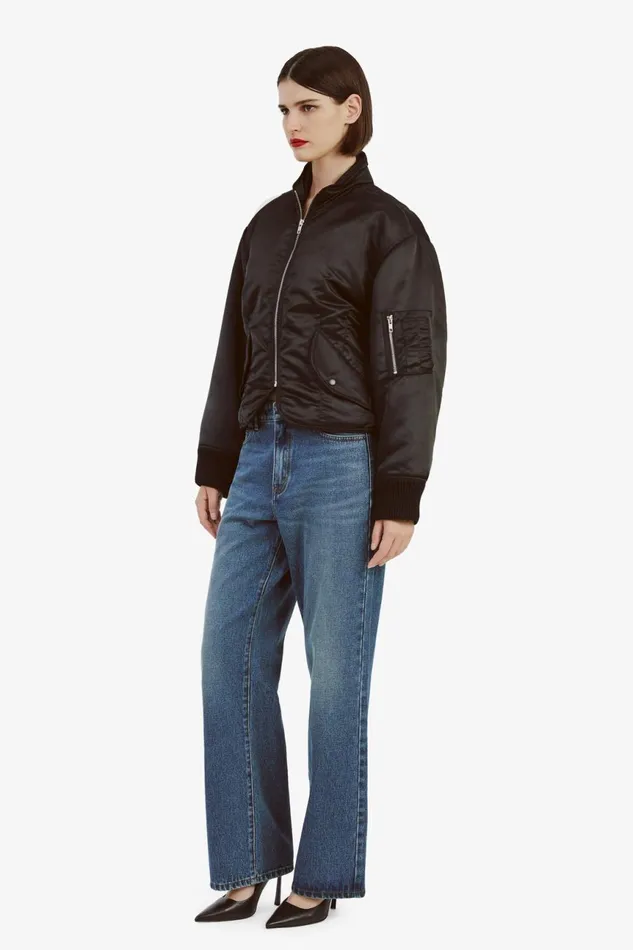 Women Bardot Jackets Fitted Bomber Jacket In Black Black Women Bardot Jackets Fitted Bomber Jacket In Black Black