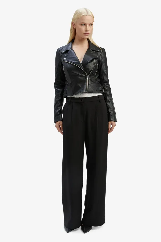 Women Bardot Jackets Kora Vegan Leather Biker Jacket In Black Black Women Bardot Jackets Kora Vegan Leather Biker Jacket In Black Black
