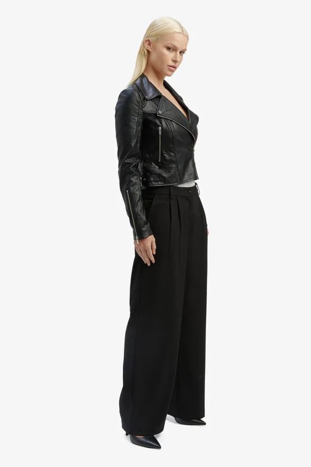 Women Bardot Jackets Kora Vegan Leather Biker Jacket In Black Black Women Bardot Jackets Kora Vegan Leather Biker Jacket In Black Black