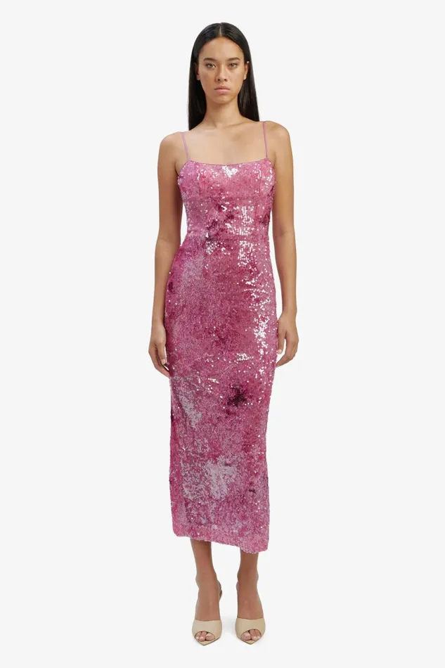 Women Bardot Occasion Dresses Infinite Sequin Maxi Dress In Party Pink Party Pink