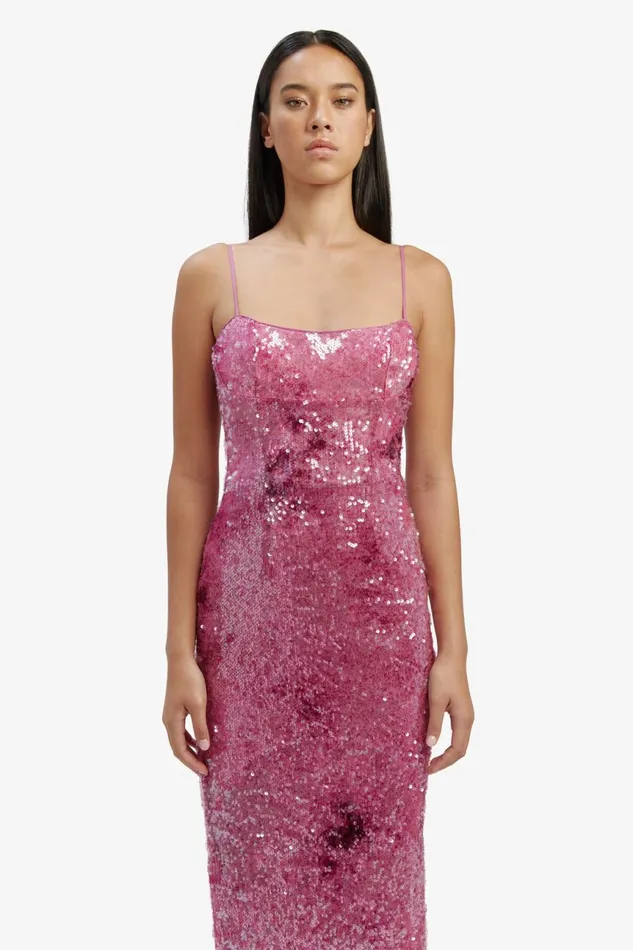 Women Bardot Occasion Dresses Infinite Sequin Maxi Dress In Party Pink Party Pink
