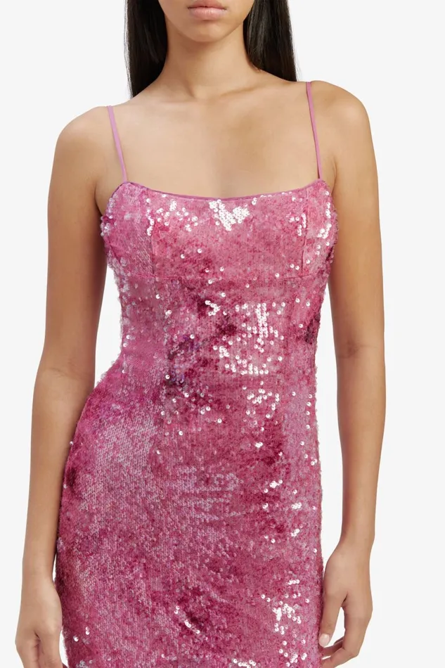 Women Bardot Occasion Dresses Infinite Sequin Maxi Dress In Party Pink Party Pink