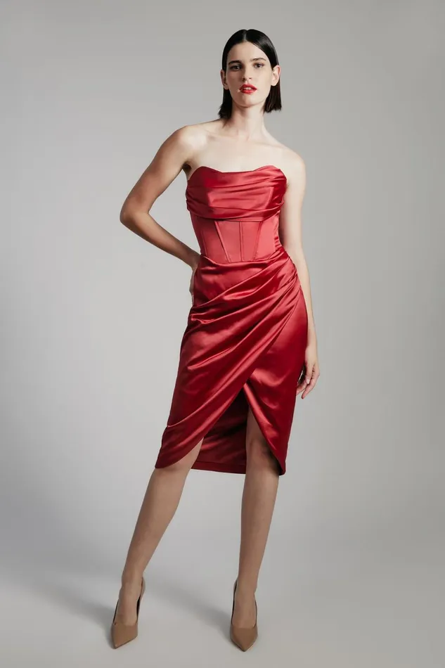 Women Bardot Occasion Dresses Jamila Corset Dress In Burgundy Burgundy