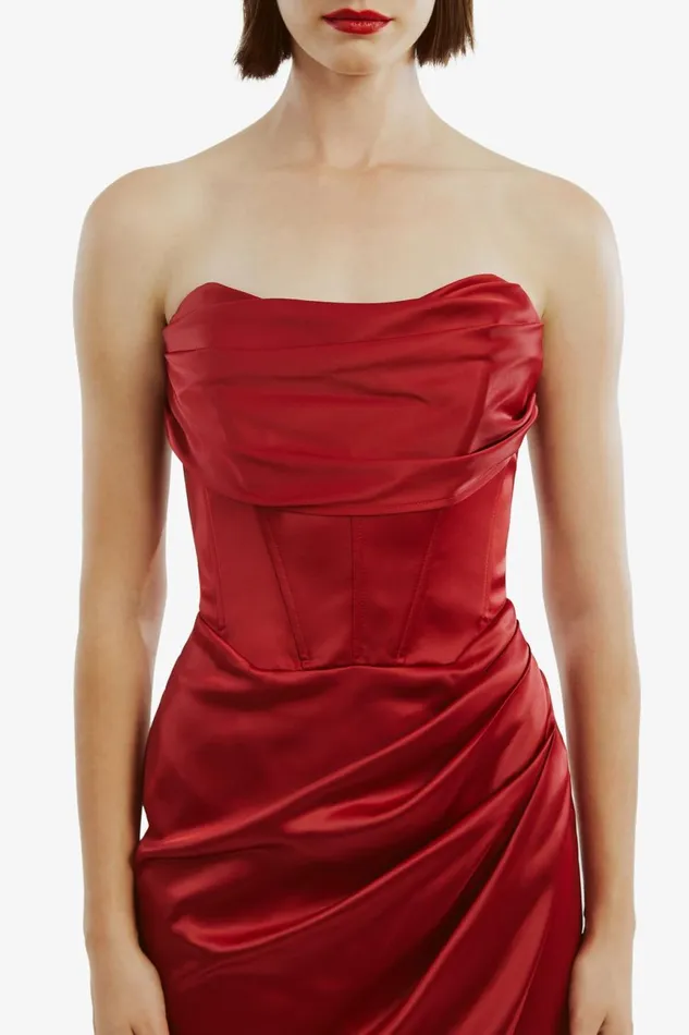 Women Bardot Occasion Dresses Jamila Corset Dress In Burgundy Burgundy Women Bardot Occasion Dresses Jamila Corset Dress In Burgundy Burgundy