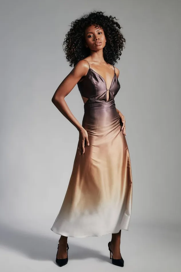 Women Bardot Occasion Dresses Karlotta Slip Dress In Brown Ombre Brown Ombre