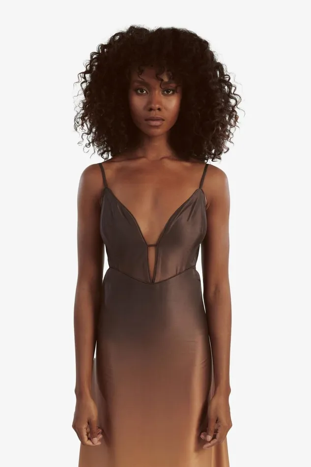 Women Bardot Occasion Dresses Karlotta Slip Dress In Brown Ombre Brown Ombre Women Bardot Occasion Dresses Karlotta Slip Dress In Brown Ombre Brown Ombre
