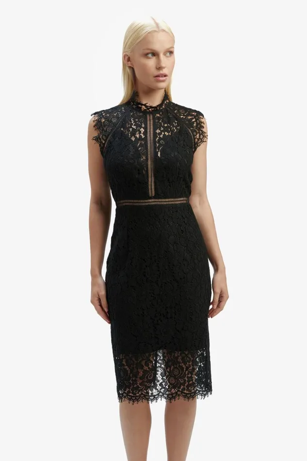 Women Bardot Occasion Dresses Lace Panel Dress In Black Black Women Bardot Occasion Dresses Lace Panel Dress In Black Black