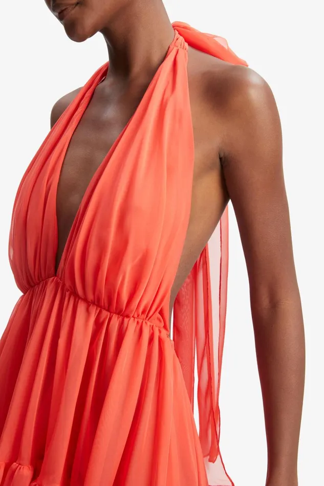 Women Bardot Occasion Dresses Leona High Low Ruffle Dress In Fire Red Fire Red