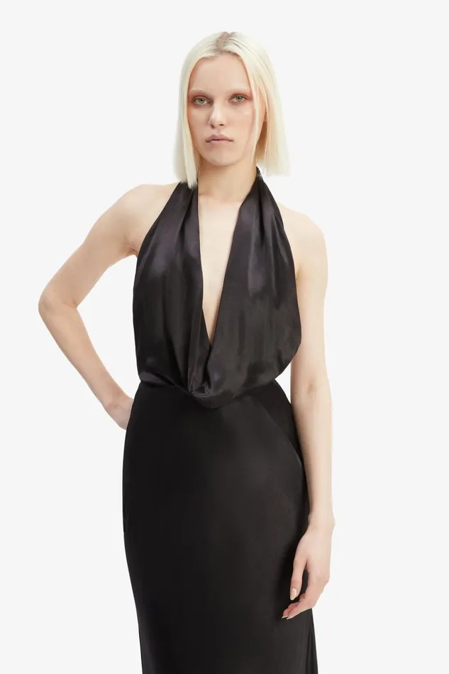 Women Bardot Occasion Dresses Nola Satin Cowl Maxi Dress In Black Black Women Bardot Occasion Dresses Nola Satin Cowl Maxi Dress In Black Black