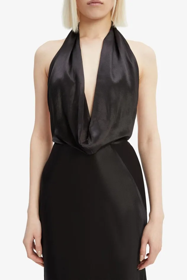 Women Bardot Occasion Dresses Nola Satin Cowl Maxi Dress In Black Black Women Bardot Occasion Dresses Nola Satin Cowl Maxi Dress In Black Black