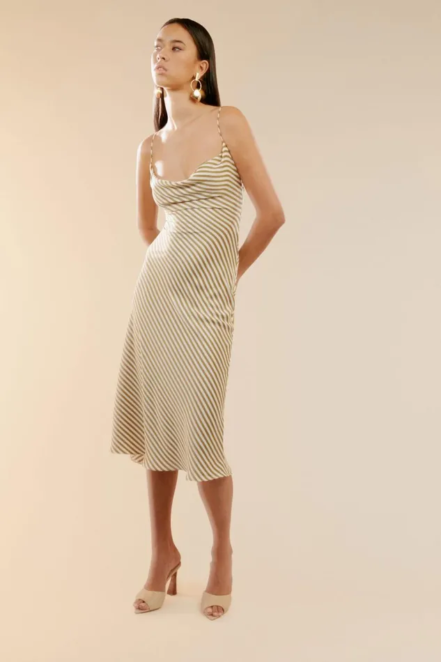 Women Bardot Occasion Dresses Olympia Stripe Slip Dress In Green Stripe Green Stripe Women Bardot Occasion Dresses Olympia Stripe Slip Dress In Green Stripe Green Stripe