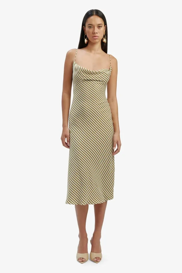 Women Bardot Occasion Dresses Olympia Stripe Slip Dress In Green Stripe Green Stripe Women Bardot Occasion Dresses Olympia Stripe Slip Dress In Green Stripe Green Stripe