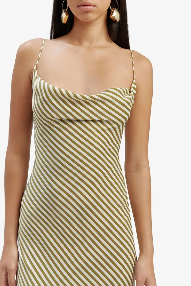 Women Bardot Occasion Dresses Olympia Stripe Slip Dress In Green Stripe Green Stripe Women Bardot Occasion Dresses Olympia Stripe Slip Dress In Green Stripe Green Stripe
