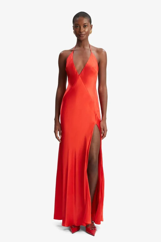 Women Bardot Occasion Dresses Yve Halter Dress In Fire Red Fire Red Women Bardot Occasion Dresses Yve Halter Dress In Fire Red Fire Red