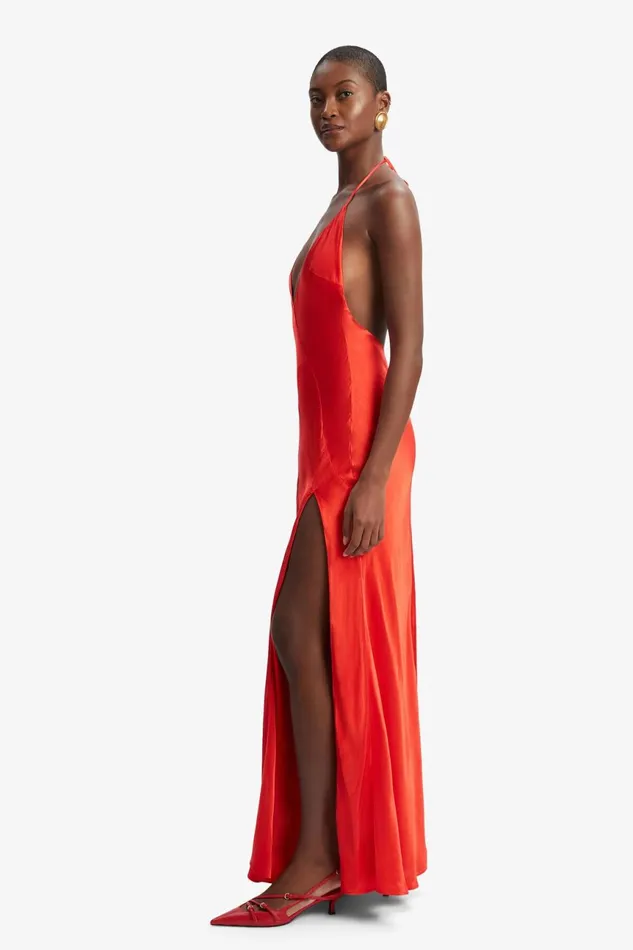 Women Bardot Occasion Dresses Yve Halter Dress In Fire Red Fire Red Women Bardot Occasion Dresses Yve Halter Dress In Fire Red Fire Red