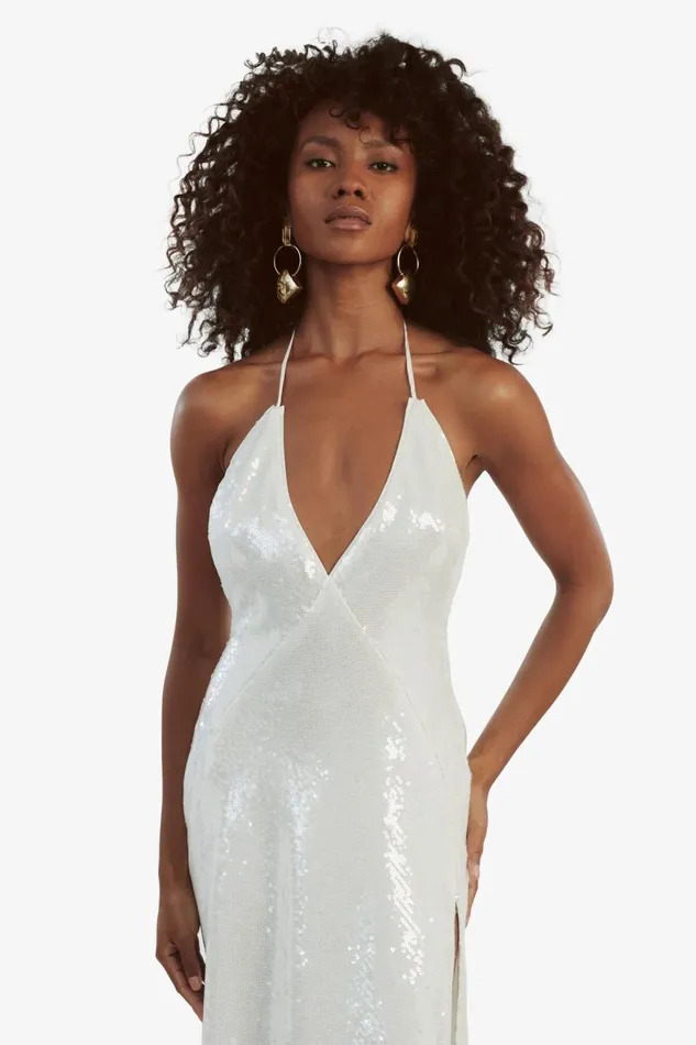 Women Bardot Occasion Dresses Yve Halter Dress In White White Women Bardot Occasion Dresses Yve Halter Dress In White White