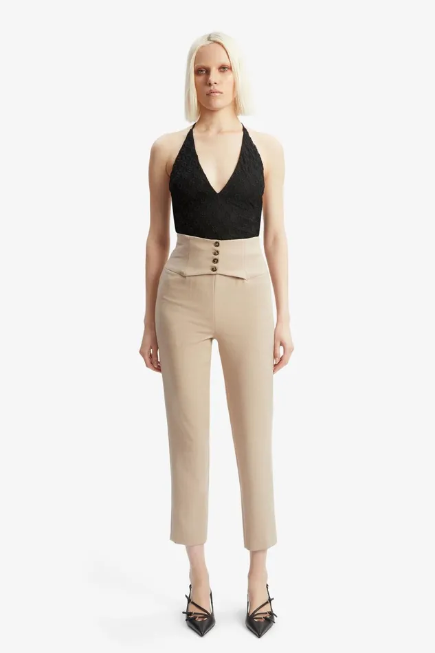 Women Bardot Pants Corset Pant In Tan Tan