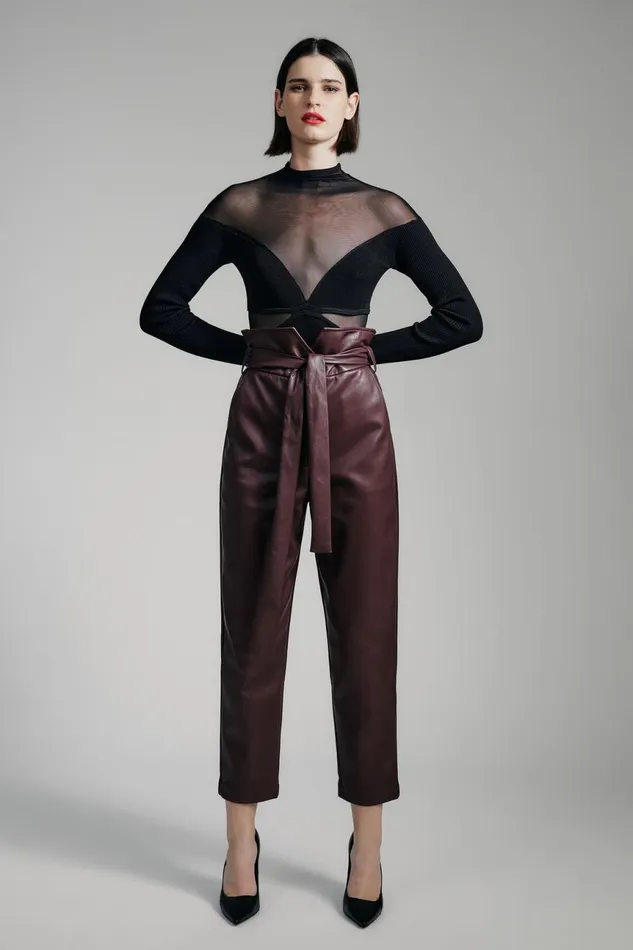 Women Bardot Pants Debbie Vegan Leather Pant In Deep Plum Deep Plum