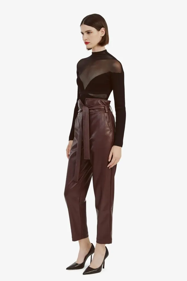 Women Bardot Pants Debbie Vegan Leather Pant In Deep Plum Deep Plum Women Bardot Pants Debbie Vegan Leather Pant In Deep Plum Deep Plum