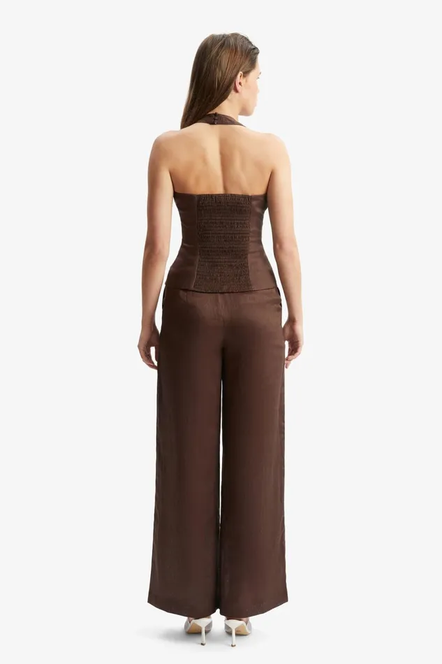 Women Bardot Pants Enya Linen Pant In Chocolate Chocolate Women Bardot Pants Enya Linen Pant In Chocolate Chocolate