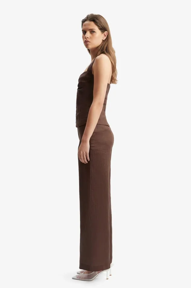 Women Bardot Pants Enya Linen Pant In Chocolate Chocolate Women Bardot Pants Enya Linen Pant In Chocolate Chocolate
