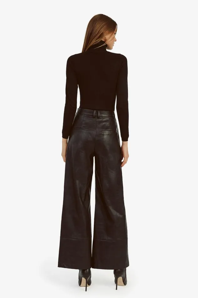 Women Bardot Pants Marlowe Pu Wide Leg Pant In Black Black Women Bardot Pants Marlowe Pu Wide Leg Pant In Black Black