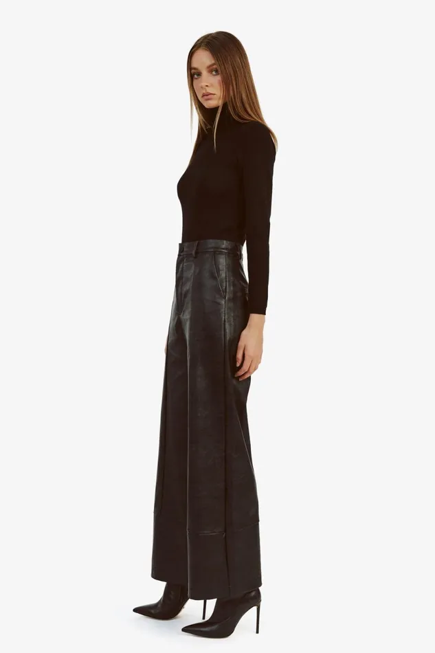 Women Bardot Pants Marlowe Pu Wide Leg Pant In Black Black Women Bardot Pants Marlowe Pu Wide Leg Pant In Black Black