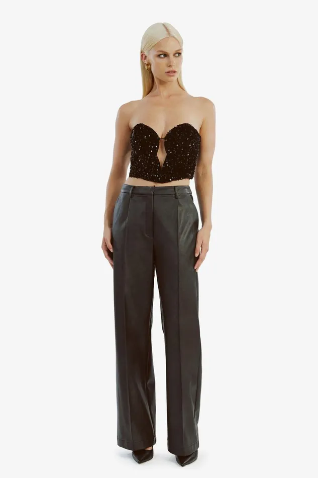 Women Bardot Pants Sedona Vegan Leather Pant In Black Black Women Bardot Pants Sedona Vegan Leather Pant In Black Black