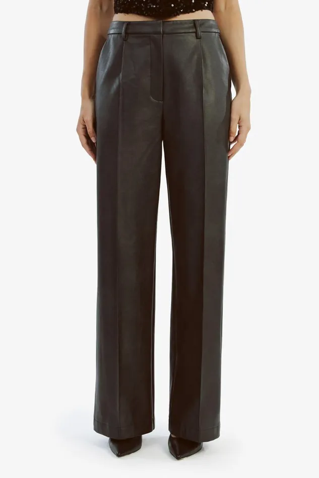Women Bardot Pants Sedona Vegan Leather Pant In Black Black Women Bardot Pants Sedona Vegan Leather Pant In Black Black