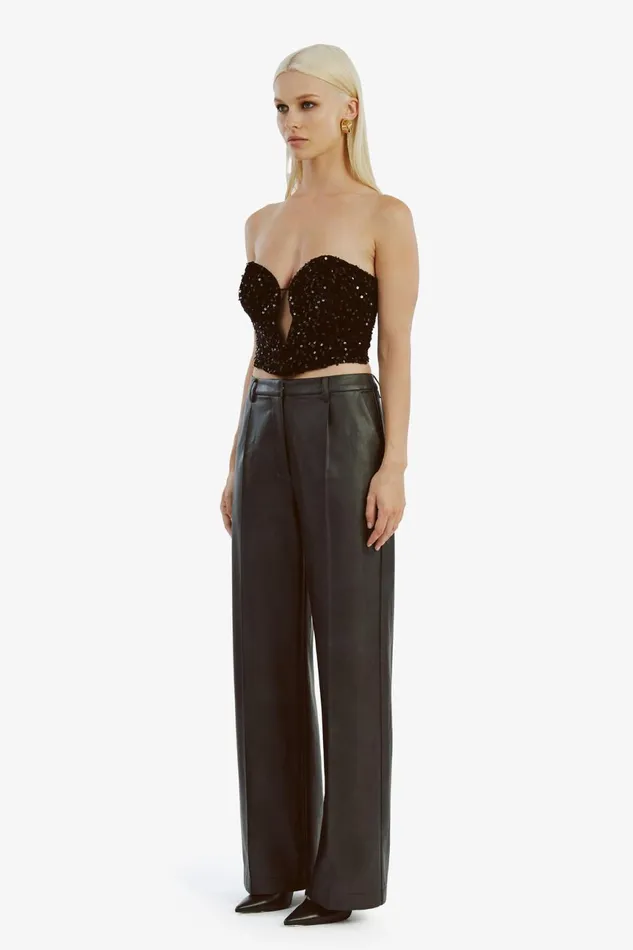 Women Bardot Pants Sedona Vegan Leather Pant In Black Black Women Bardot Pants Sedona Vegan Leather Pant In Black Black