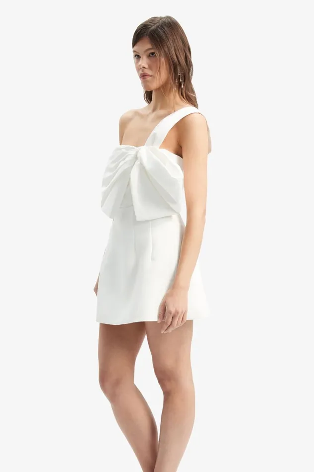 Women Bardot Party Dresses Bella Bow Mini Dress In Orchid White Orchid White Women Bardot Party Dresses Bella Bow Mini Dress In Orchid White Orchid White