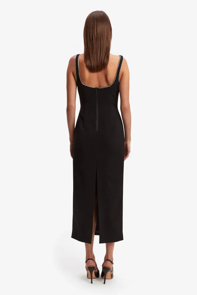 Women Bardot Party Dresses Brooklyn Diamonte Midi Dress In Black Black Women Bardot Party Dresses Brooklyn Diamonte Midi Dress In Black Black