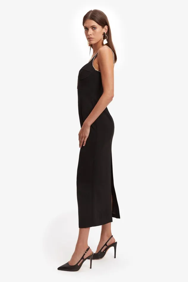 Women Bardot Party Dresses Brooklyn Diamonte Midi Dress In Black Black Women Bardot Party Dresses Brooklyn Diamonte Midi Dress In Black Black