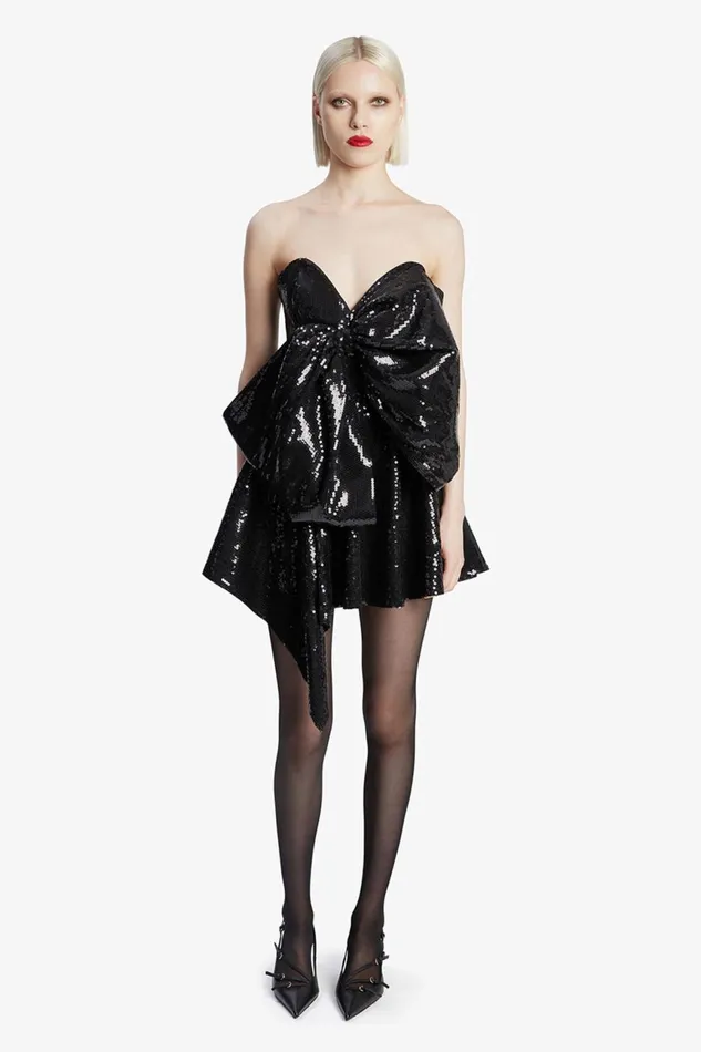Women Bardot Party Dresses Brydie Bow Mini Dress In Black Black Women Bardot Party Dresses Brydie Bow Mini Dress In Black Black