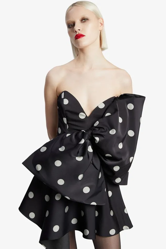 Women Bardot Party Dresses Brydie Bow Mini Dress In Black Spot Black Spot Women Bardot Party Dresses Brydie Bow Mini Dress In Black Spot Black Spot